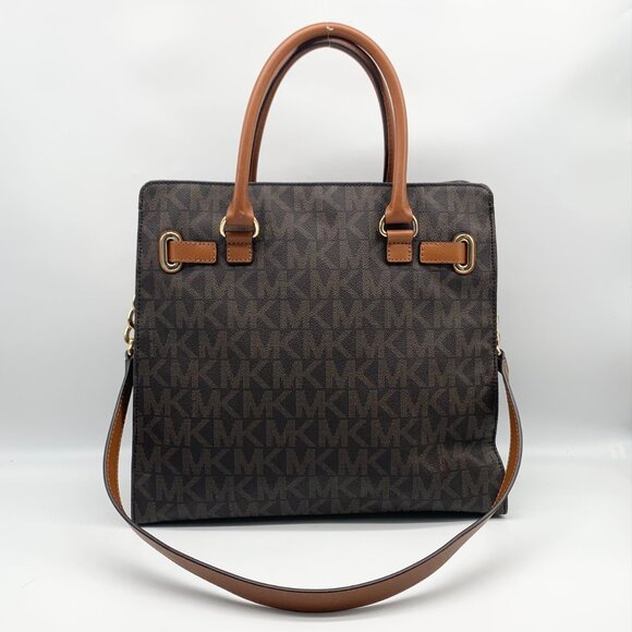 Michael Kors Brown Logo Print Large Hamilton Tote - Picture 2 of 10